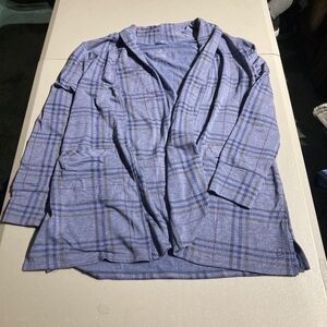 Cuddl Duds Cornflower Blue Plaid Open Cardigan Women's Size Small S Soft EUC